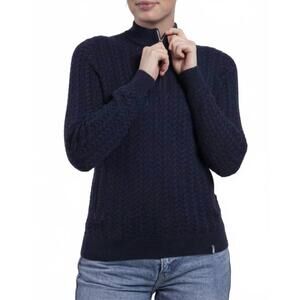 NEW KJUS cashmere luxe half-zip sweater in atlanta blue